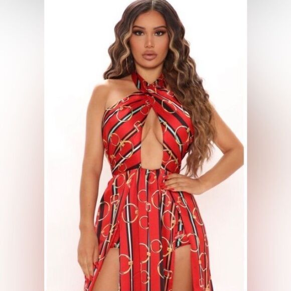 Fashion Nova Dresses & Skirts - Luxury Lifestyle Romper - Red/combo,Romper